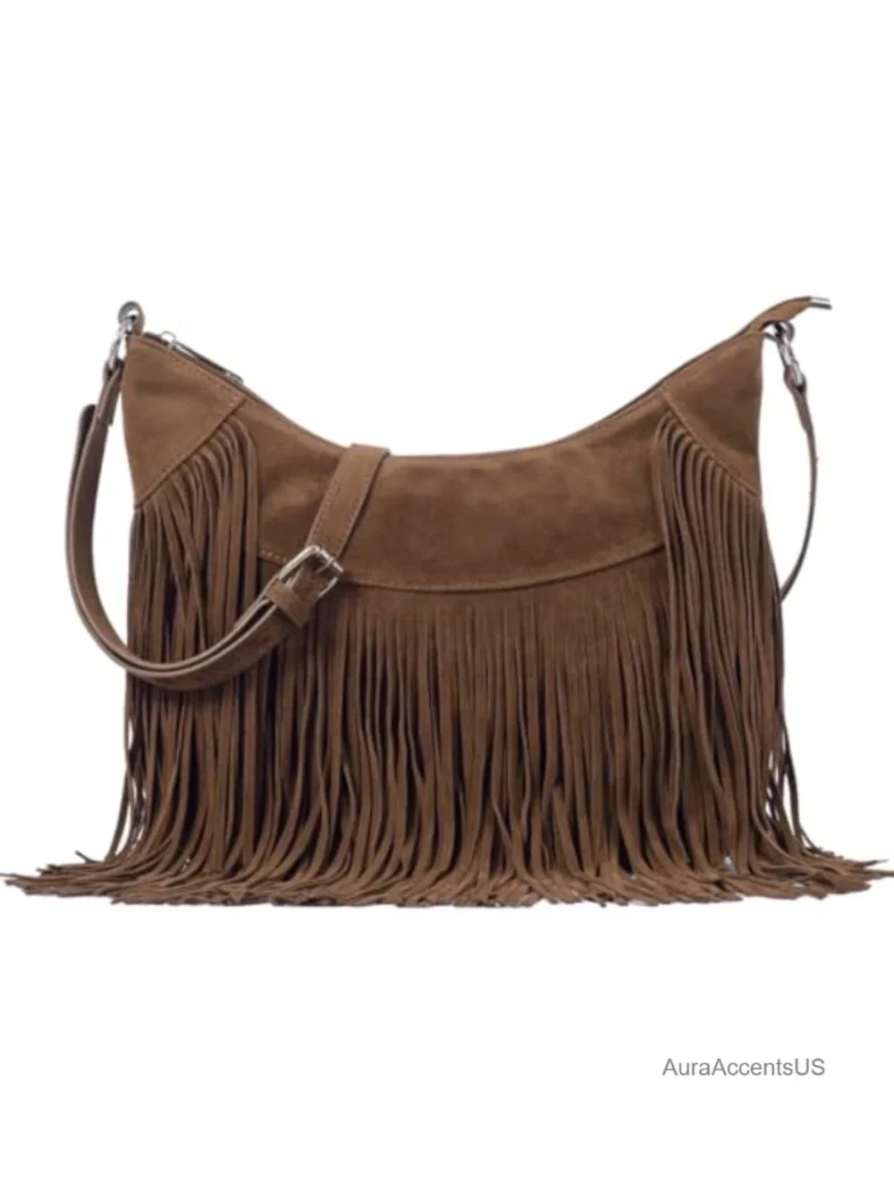 Women Fringe Hobo Bag Western Purse Vegan Suede Tassel Crossbody